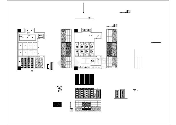 某KTV公共卫生间CAD室内装修设计图纸-图一