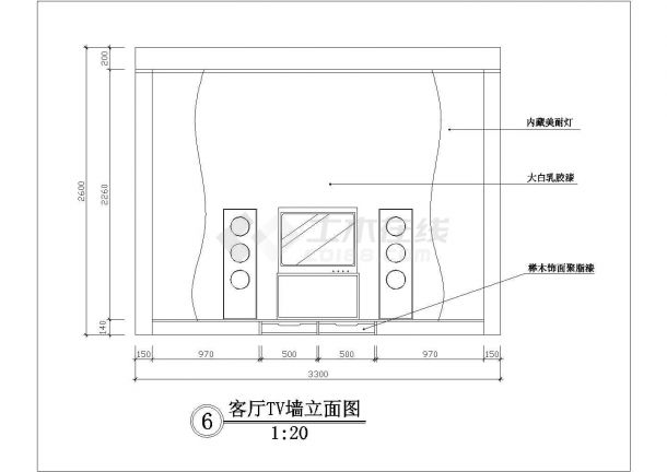 某电视柜背景墙CAD详细完整构造设计图-图一