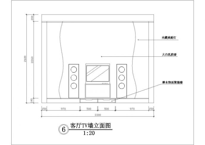 某电视柜背景墙CAD详细完整构造设计图_图1
