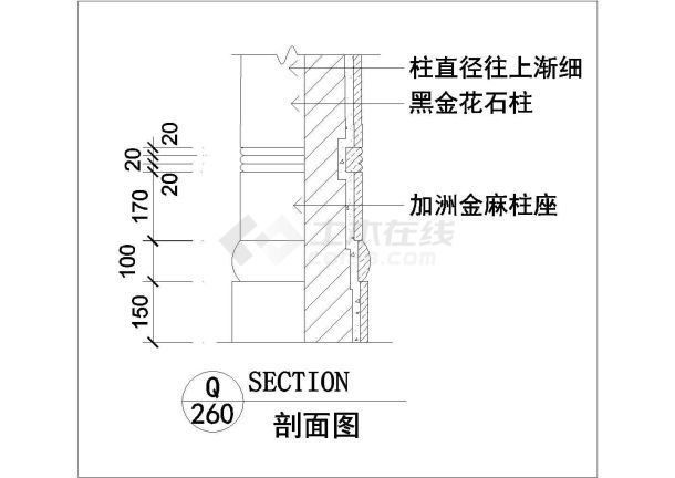 某欧式柱CAD详细节点构造设计-图一