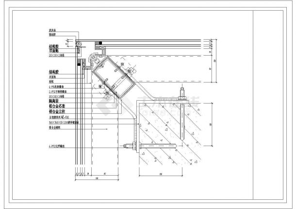 某玻璃幕墙CAD完整构造设计节点图-图一