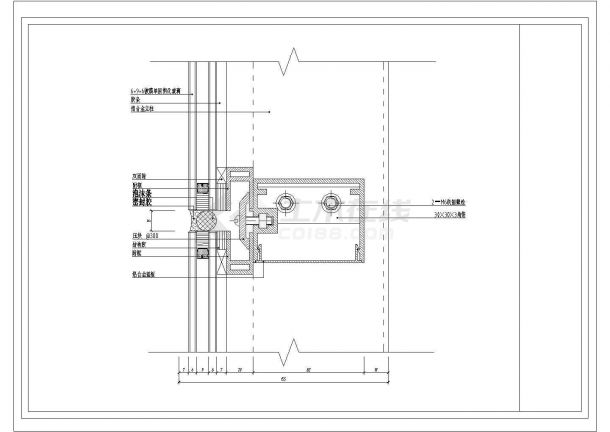 某玻璃幕墙CAD详细平面节点图-图一