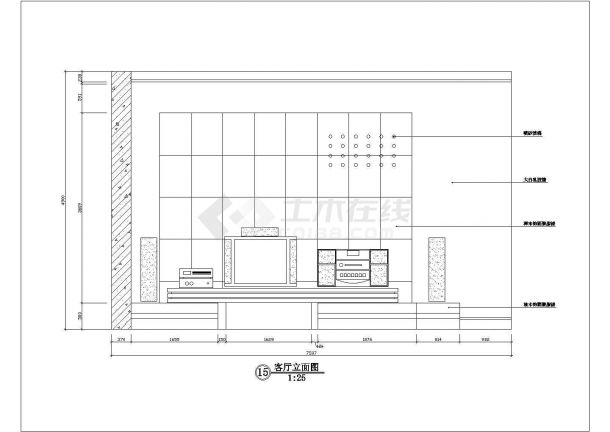 某电视柜背景墙CAD大样平面设计图纸-图一