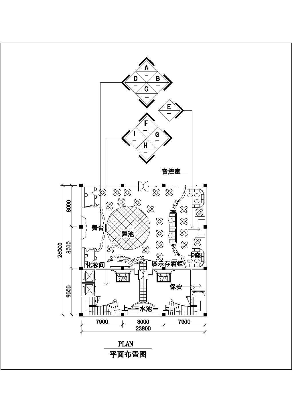 某歌舞厅CAD完整详细节点图平面图