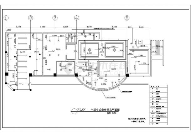 某十层中式套房天花CAD全套节点平面图-图一