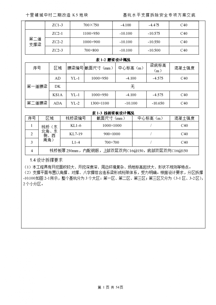 武汉市汉阳基坑水平支撑拆除安全专项方案交底记录（共55页）-图二