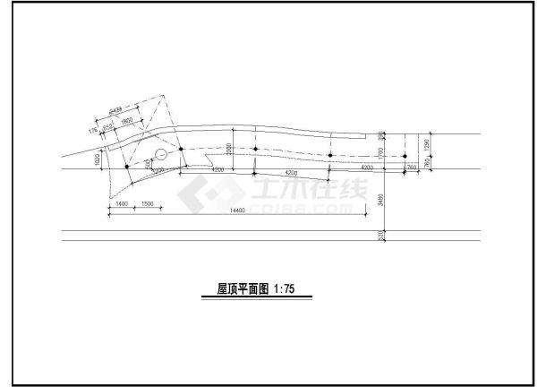 某亭廊建筑CAD完整构造设计施工图-图二