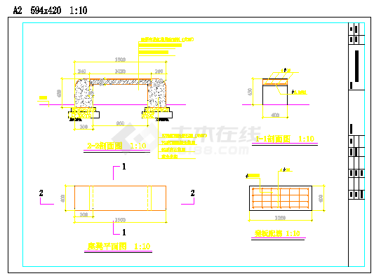 某公园cad详细节点设计全套坐凳