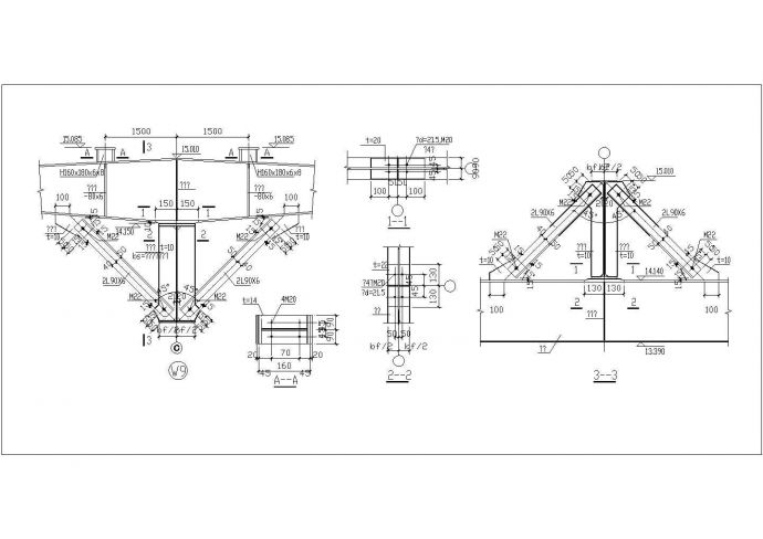 某托梁节点构造CAD完整平面施工详图_图1