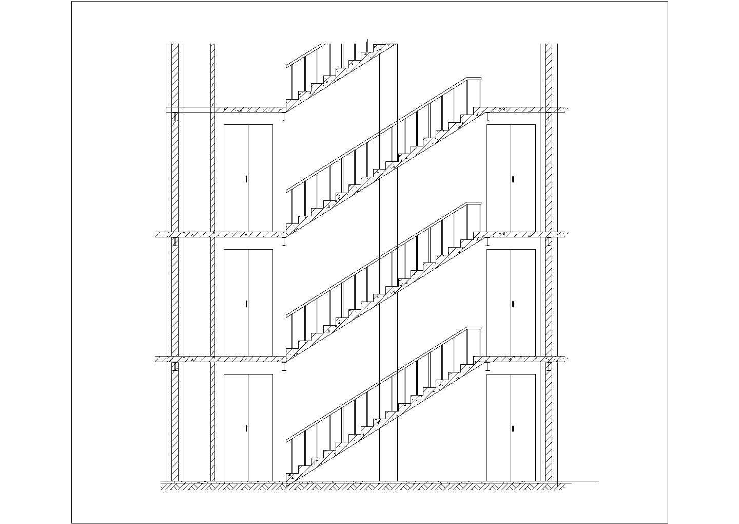 某地下室地上10层钢框架住宅楼梯CAD结构设计详图