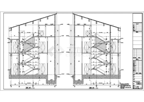 某长126米 宽60米 地下1地上3层17033.19平米战役纪念馆单体建筑CAD施工图楼梯放大图-图一