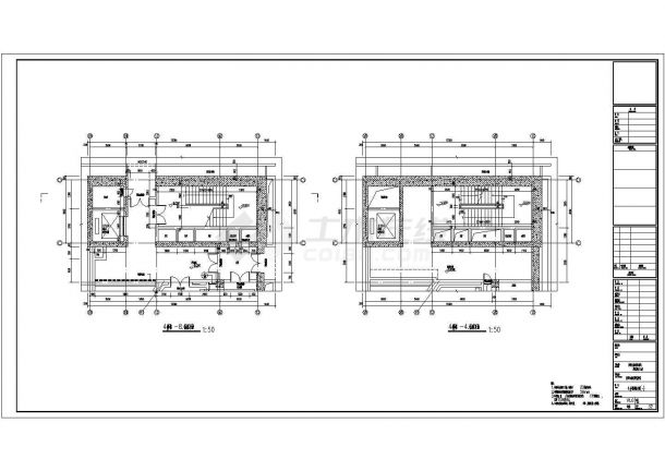 某长126米 宽60米 地下1地上3层17033.19平米战役纪念馆单体CAD平面施工图四层楼梯放大图-图一