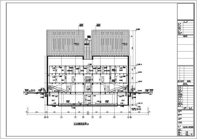 某长126米 宽60米 地下1地上3层17033.19平米战役纪念馆单体CAD施工图纪念馆5—5剖面图_图1