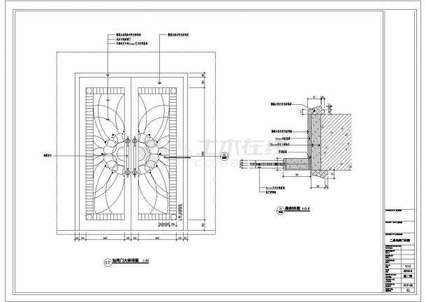 某包间装饰门CAD完整构造设计详图-图一