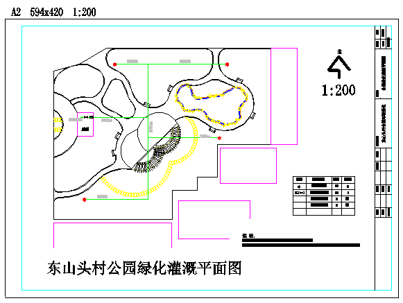某东山头村小游园全套CAD设计完整构造施工灌溉_图1