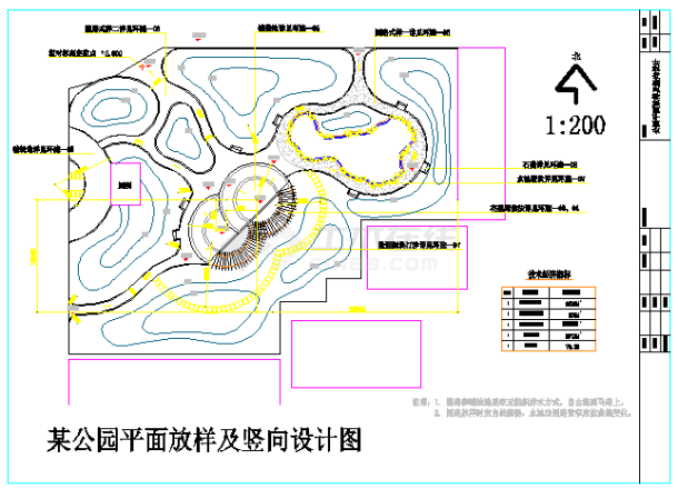 某公园CAD完整详细设计全套放样及竖向-图一