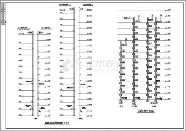 某高层办公楼建筑采暖系统cad施工图-图二