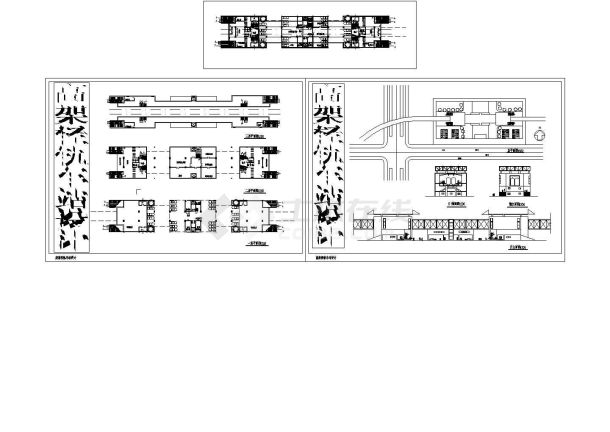 3层高架轻轨车站设计cad图-图一