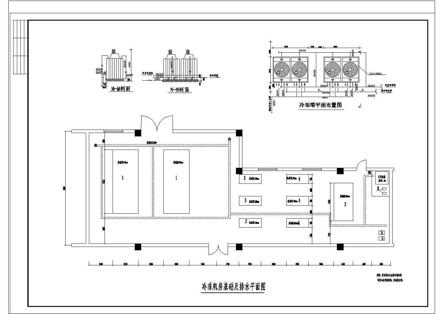 泰州市某大型仓储式超市空调通风排烟系统设计施工CAD图（水冷离心机组）