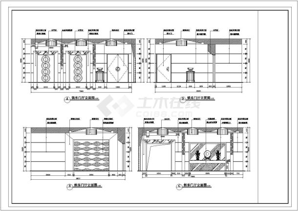 某酒店装修施工CAD设计大样完整电梯间立面-图一