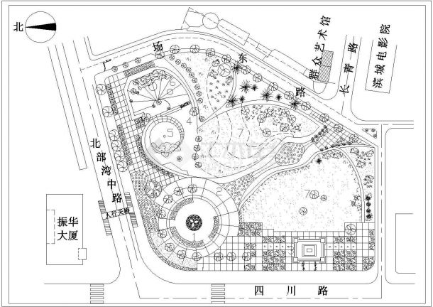 某广场规划设计CAD建筑构造完整图纸-图一