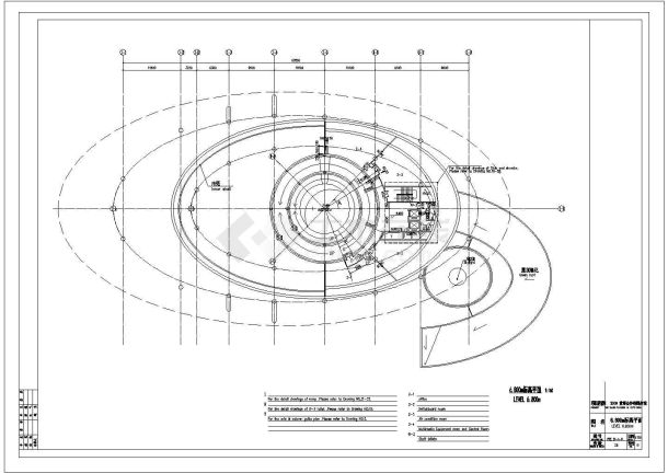 某展览展馆建筑初步CAD建筑构造节点设计方案图800m标高平面-图一