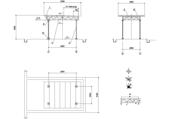 彩钢棚架-凉棚全套CAD设计图_图1