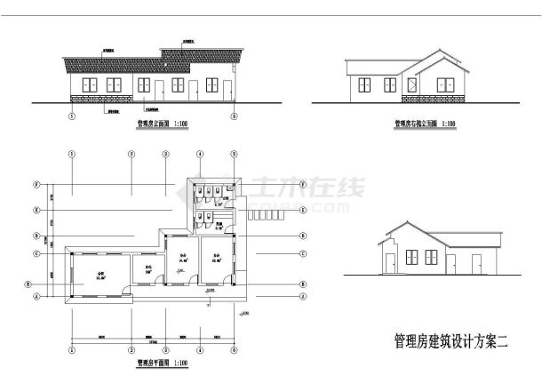 某城东桥段运河公园CAD设计全套施工管理房-图二