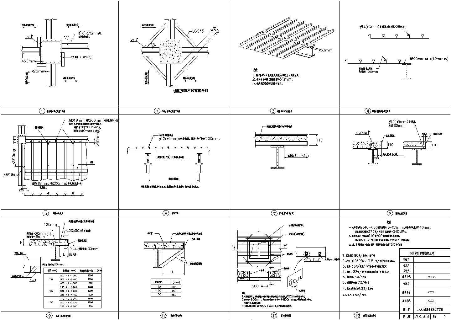某3.6米跨钢框架标准层节点构造CAD详图