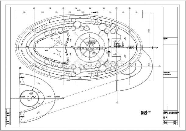 某展览展馆初步CAD构造节点设计方案图屋顶平面图-图一