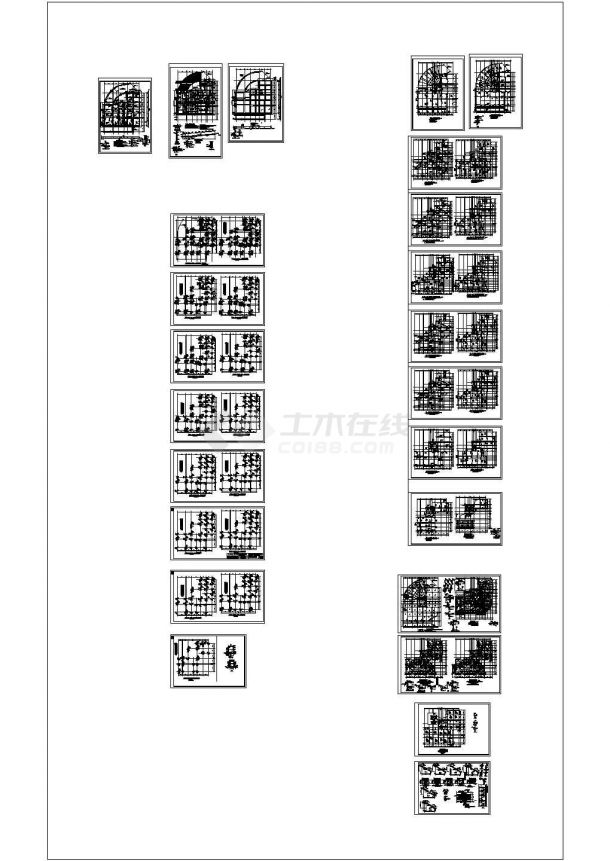 带一层地下室框架结构高层办公楼结构施工CAD图纸-图一