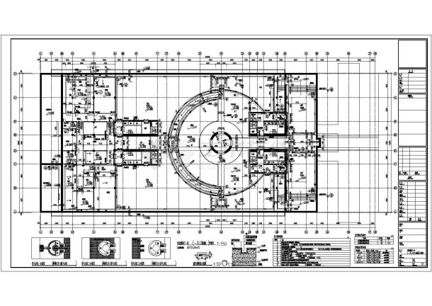 某长126米 宽60米 地下1地上3层17033.19平米战役纪念馆单体建筑CAD施工图地下一层平面图-图一