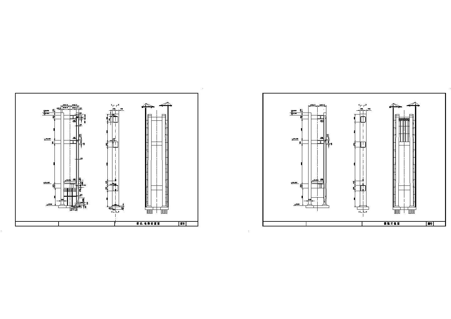 桥梁塔吊、电梯在主塔施工中的布置图