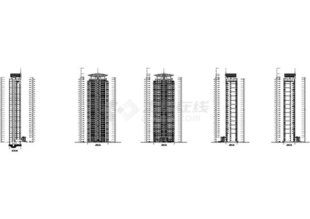 30层一楼梯2电梯每层2户高档大户型住宅楼建筑设计图-图二