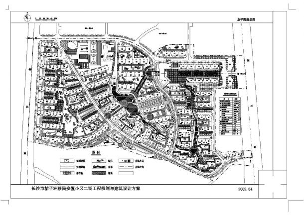某城市住宅小区（总规划用地面积153763平方米）设计cad施工总平面图（含技术经济指标）-图一