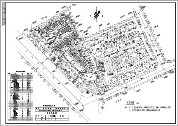 某城市住宅小区（规划用地面积44081.83平方米）规划设计cad施工总平面图（含技术经济指标）-图一