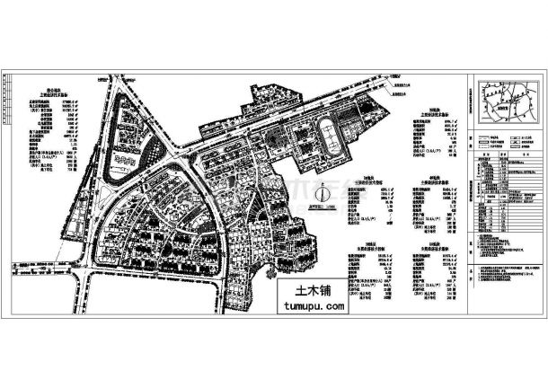 某城市住宅小区（规划用地面积177958.5平方米）规划设计cad施工总平面图（含经济技术指标）-图一