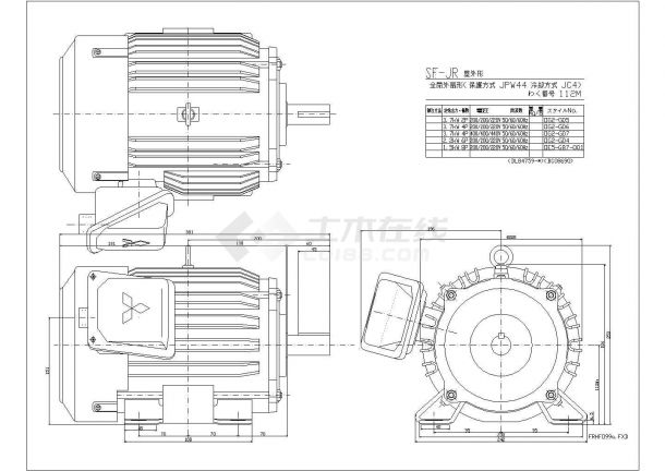 某三菱的电动机图纸CAD平立面设计图-图一