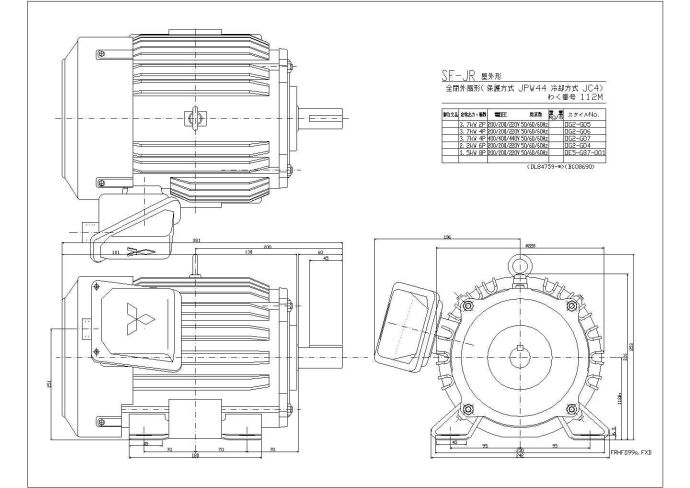 某三菱的电动机图纸CAD平立面设计图_图1