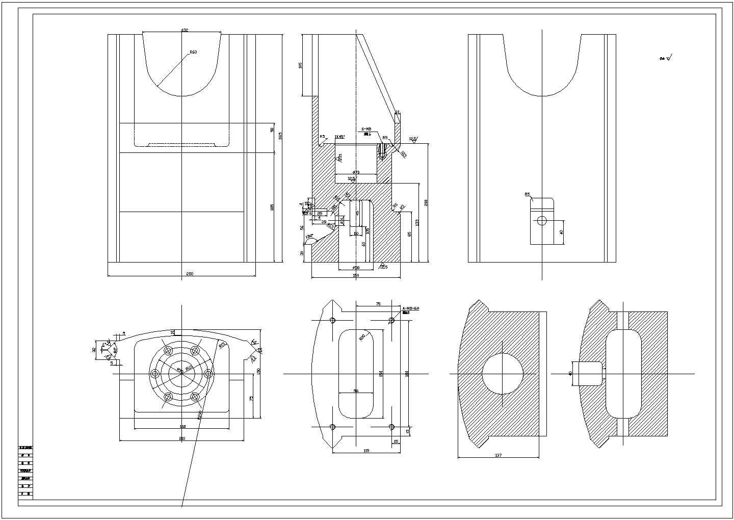 某高速冲床滑块CAD施工节点构造图