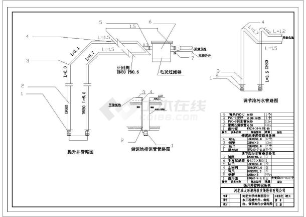 河北某大学中水工程全套CAD施工图提升井调节池储泥池-图一