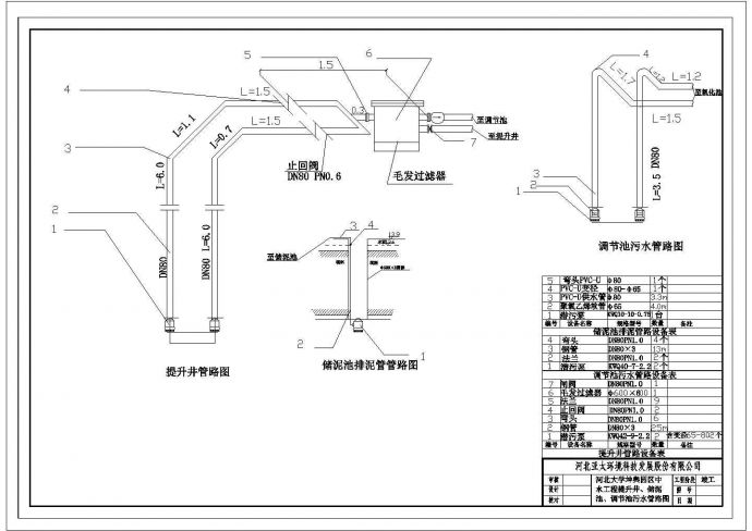 河北某大学中水工程全套CAD施工图提升井调节池储泥池_图1