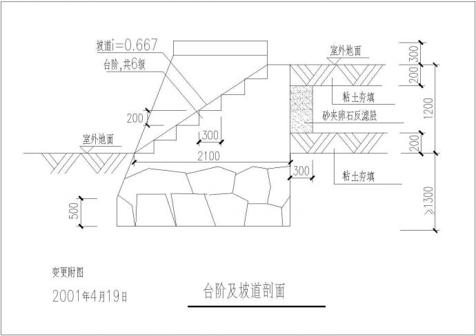 黑龙江省某肉联厂污水处理站CAD图纸台阶坡道剖面_图1