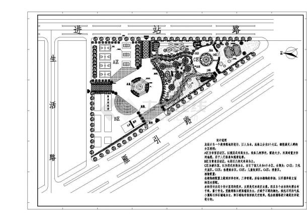 某街旁绿地种植设计平面CAD图纸-图一