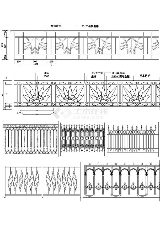 18套铁艺及配饰建筑CAD施工详图-图二