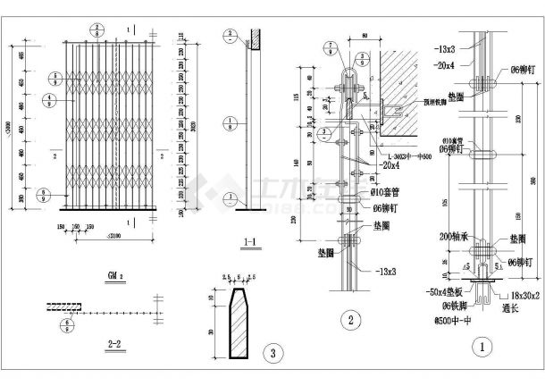 10套铁栅门节点结构设计CAD详图-图二