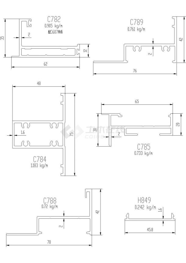 20套金属门窗结构设计CAD图纸-图一