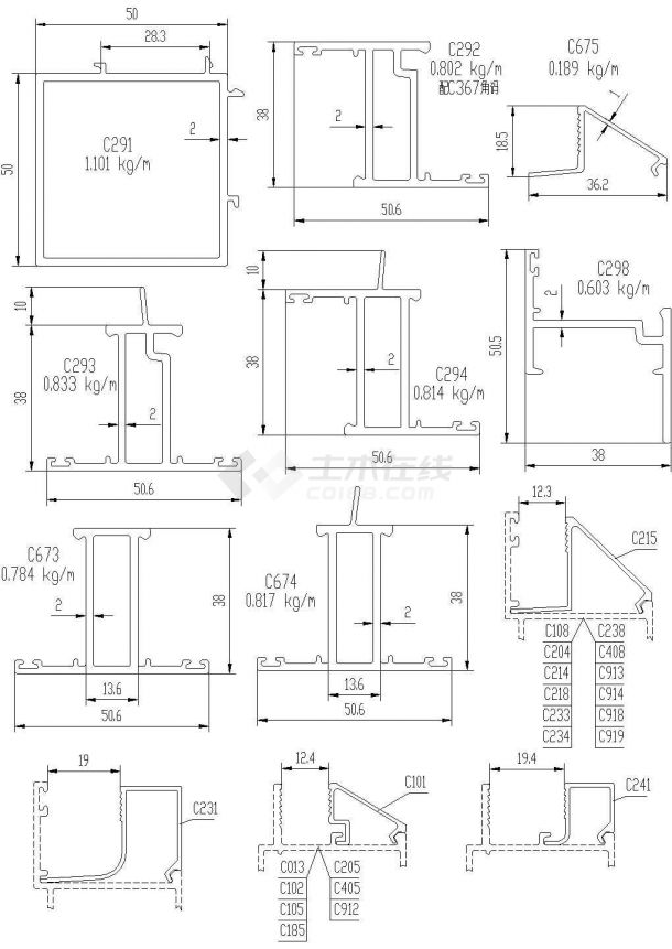 10套系列平开窗结构设计CAD图-图二
