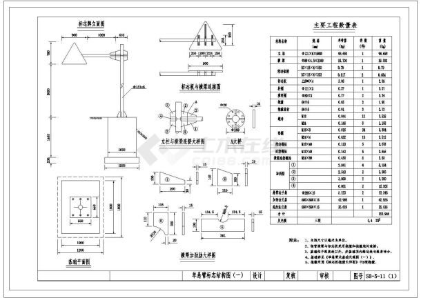 某单悬臂标志CAD完整详细节点图纸-图一