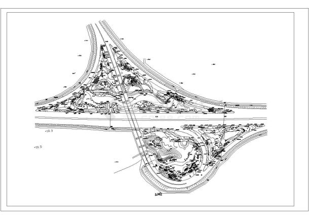 某宿淮高速公路淮安凌桥互通绿化CAD图纸-图一